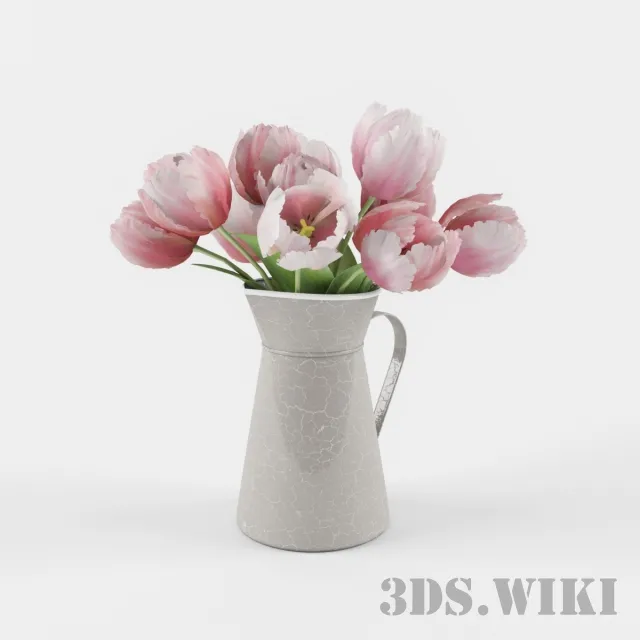 decoration – Bouquets of tulips in a vase 3D Model