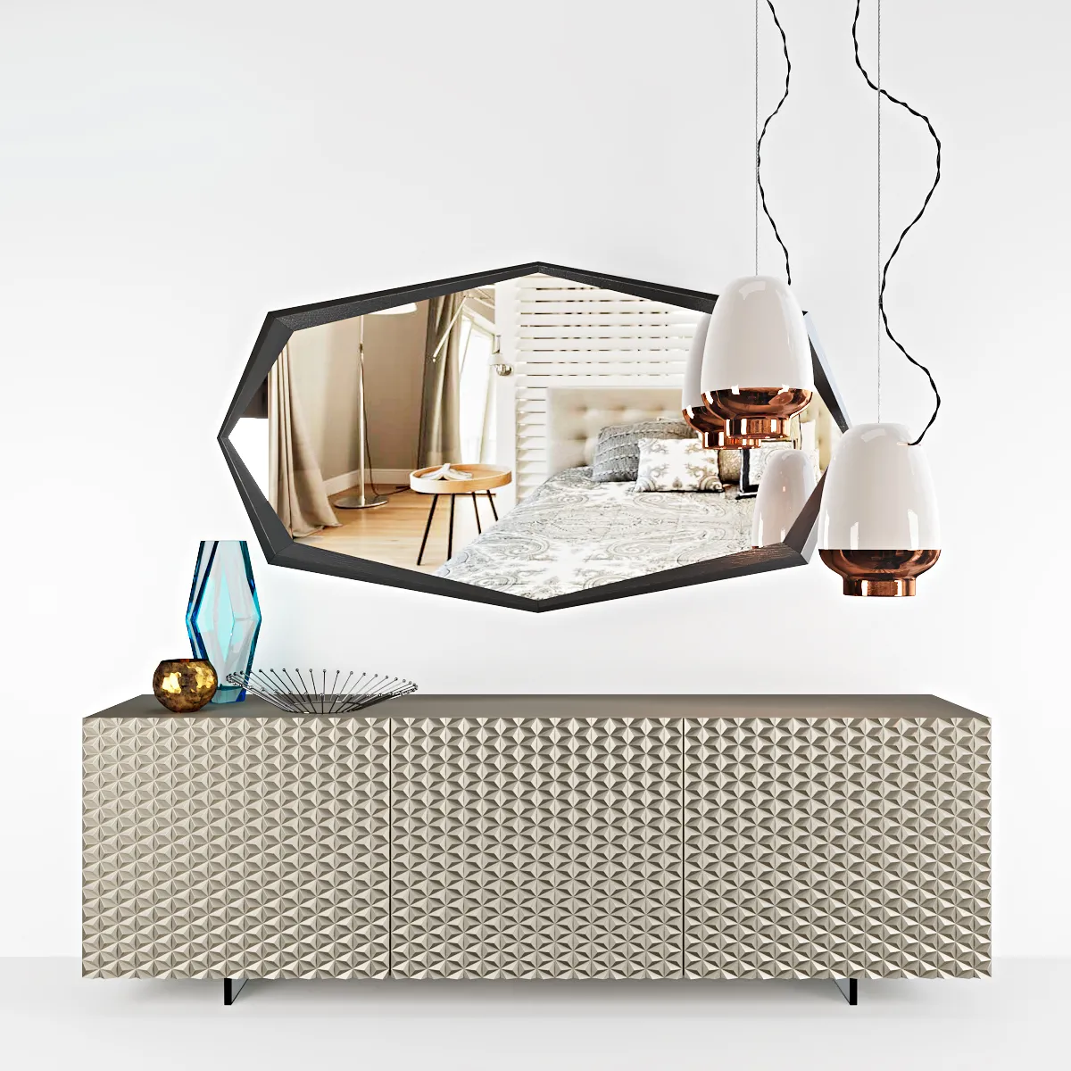 decoration – Cabinet with decorative set and mirror 9 3D Model