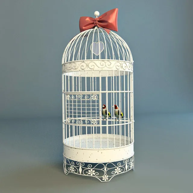 decoration – Cage with birds eglami 3D Model