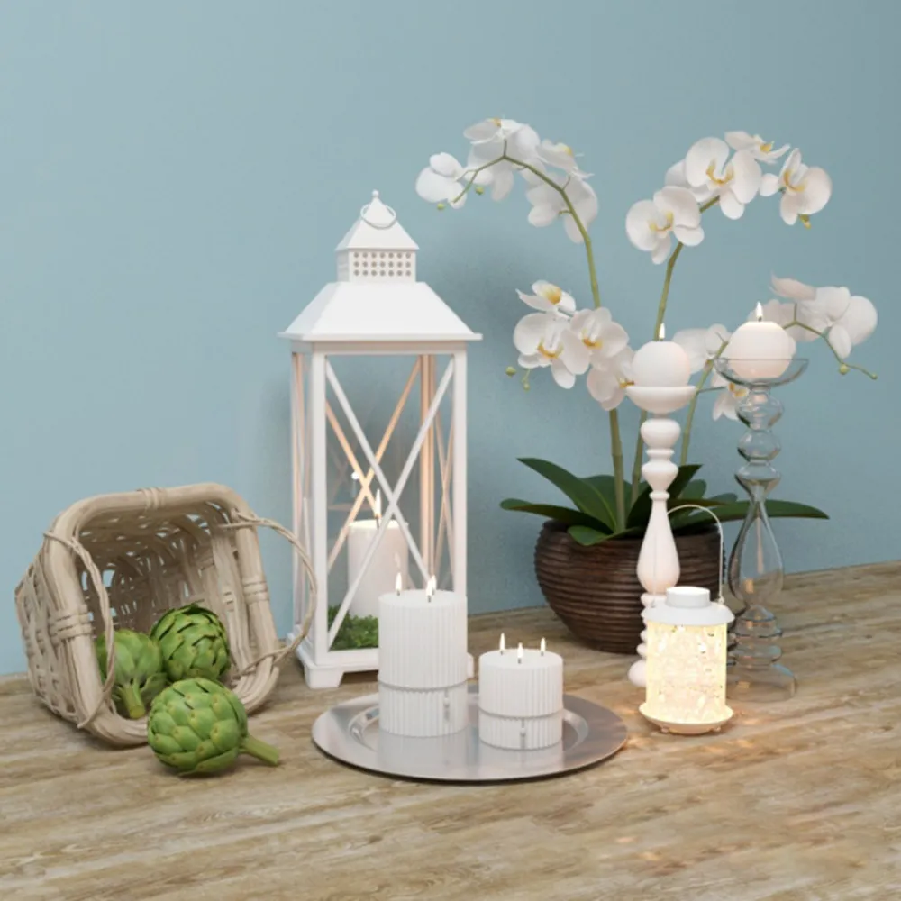 decoration – Candles flowers and other interior items 3D Model