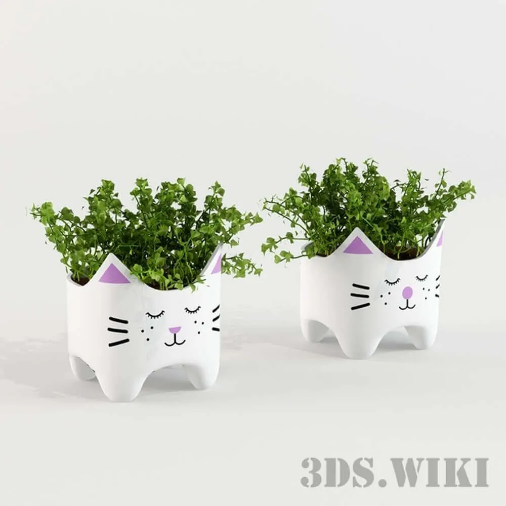 decoration – Cat Pot Plants 3D Model
