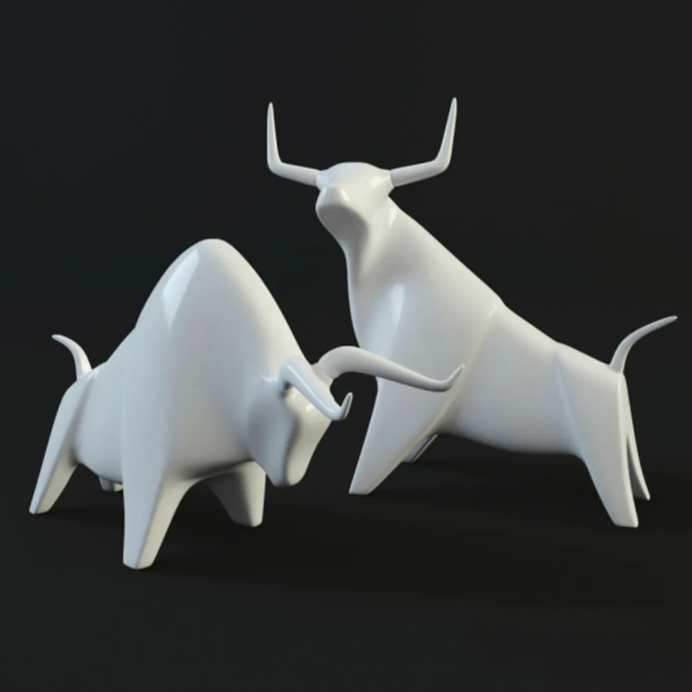 decoration – Ceramic statues of bulls 3D Model
