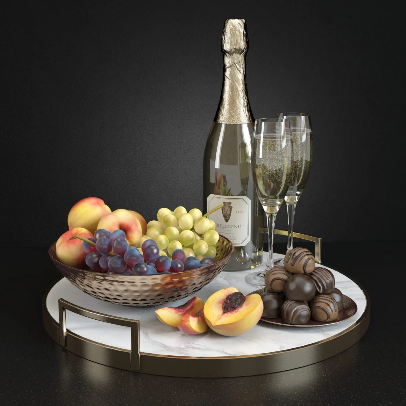 decoration – Champagne and fruits 3D Model