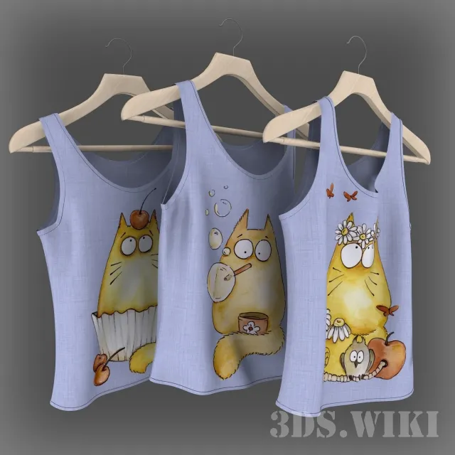 decoration – Children’s T-shirts on hangers 3D Model