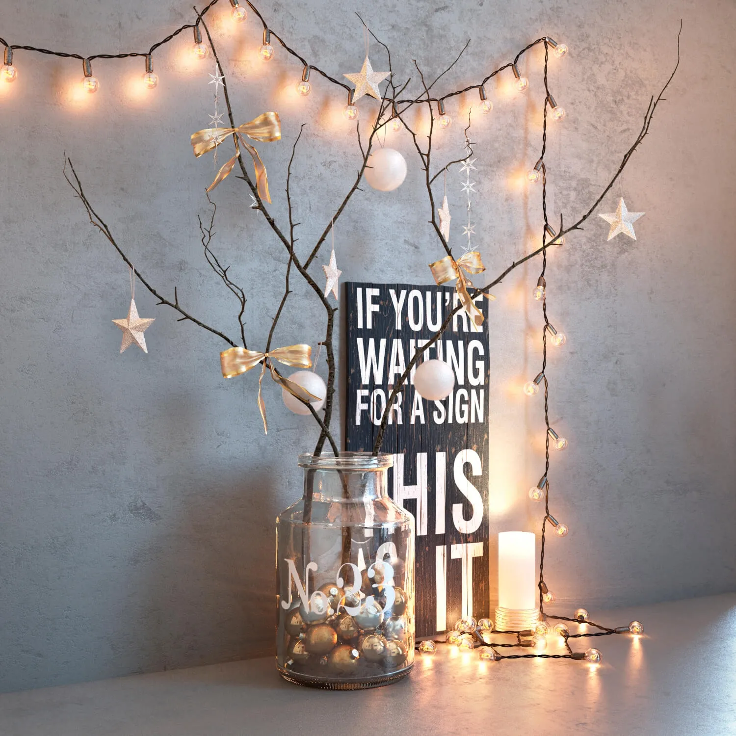 decoration – Christmas decoration with garland 3D Model