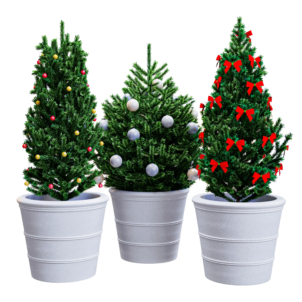 decoration – Christmas tree in a pot 3D Model