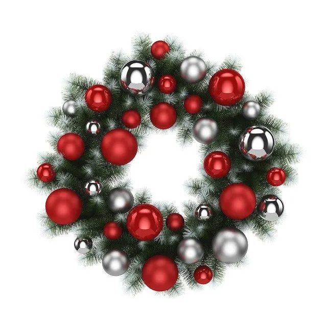 decoration – Christmas Wreath with Red and Silver Balls 3D Model decoration – Christmas Wreath with Red and Silver Balls 3D Model