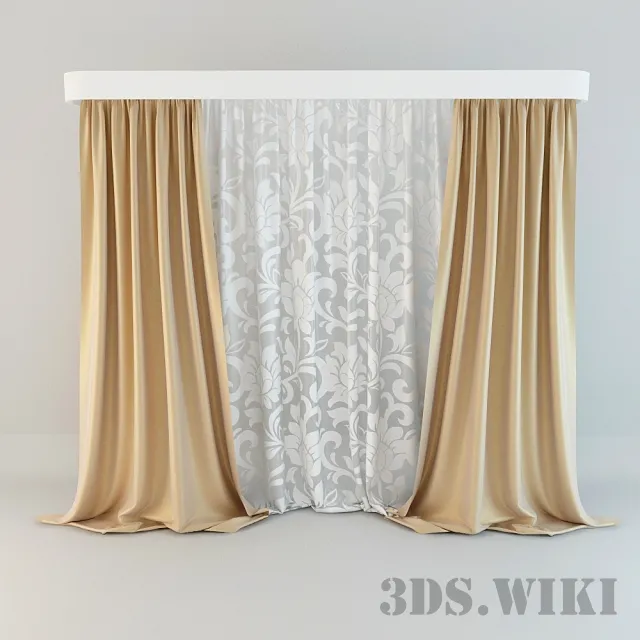 decoration – Classic curtains on top beautiful tulle 3D Model decoration – Classic curtains on top beautiful tulle 3D Model