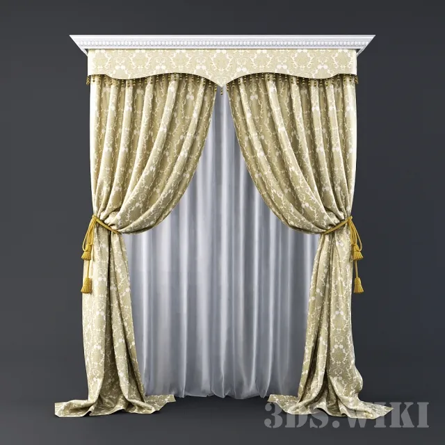 decoration – Classic gathered curtains with tulles 3D Model decoration – Classic gathered curtains with tulles 3D Model