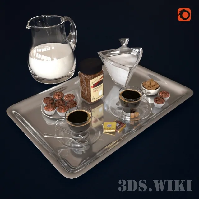 decoration – Coffee set on a tray 3D Model