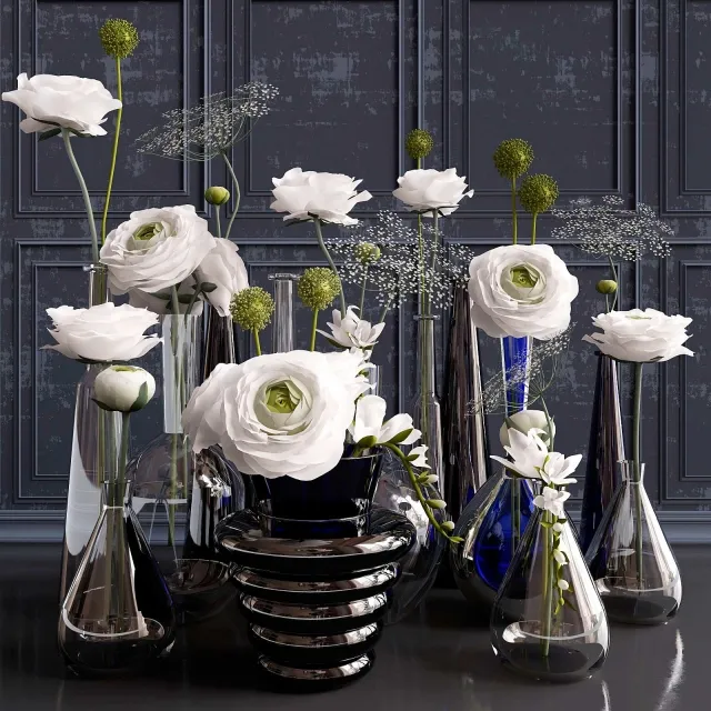 decoration – Composition with ranunculus 3D Model decoration – Composition with ranunculus 3D Model