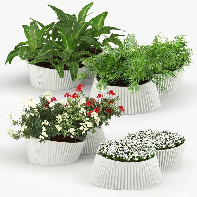 decoration – Concrete planter round modular contemporary 3D Model