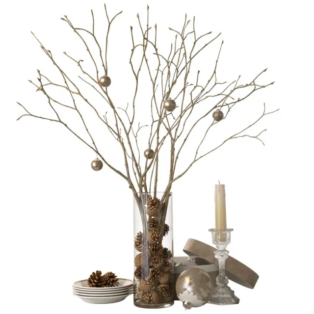 decoration – cones and branches 3D Model