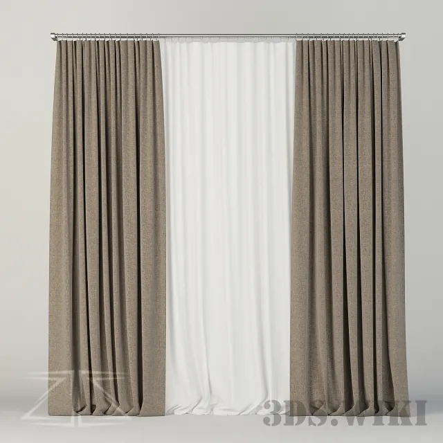 decoration – Curtain with tulle on the cornice 3D Model decoration – Curtain with tulle on the cornice 3D Model