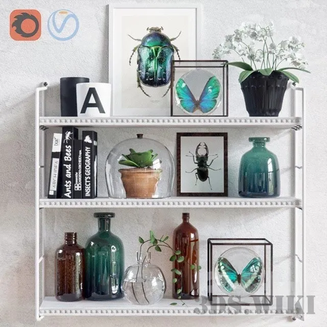 decoration – Decor set with butterfly 3D Model