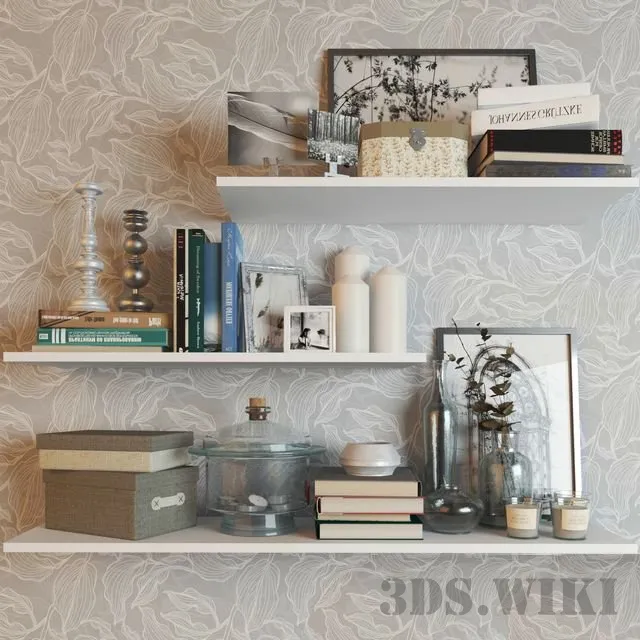 decoration – Decor set with white candles 3D Model