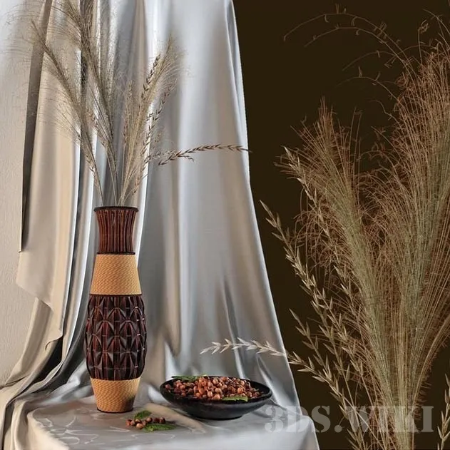 decoration – Decor with nuts and bamboo vase 3D Model