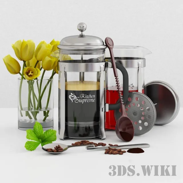 decoration – Decorative set French Press 3D Model