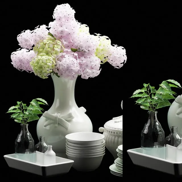 decoration – Decorative set with flowers 3D Model decoration – Decorative set with flowers 3D Model