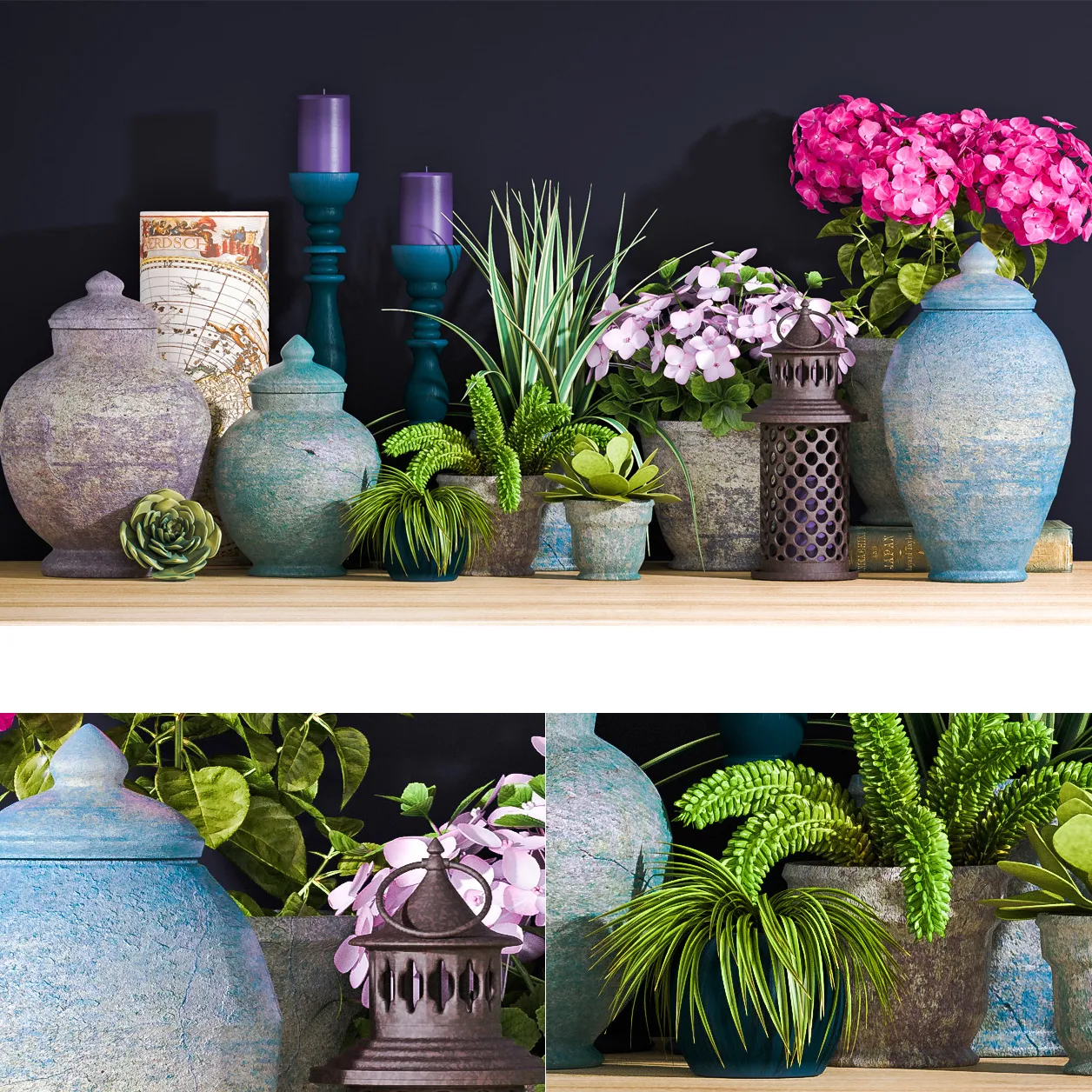 decoration – Decorative set with vase of flower 06 3D Model decoration – Decorative set with vase of flower 06 3D Model