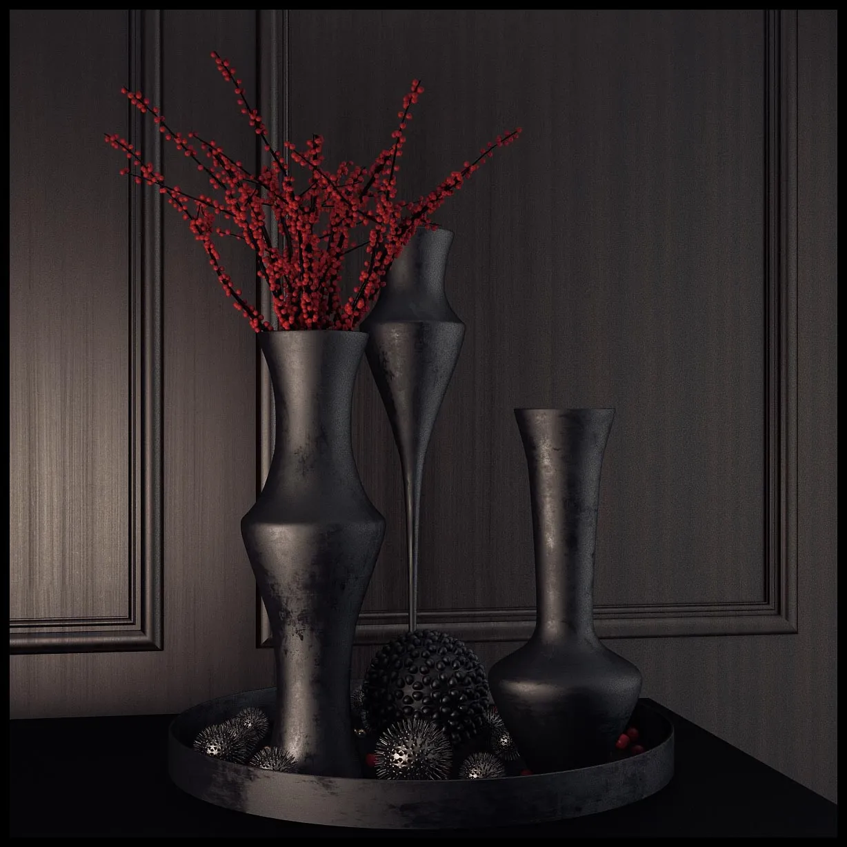decoration – Decorative set with vase of flower 07 3D Model