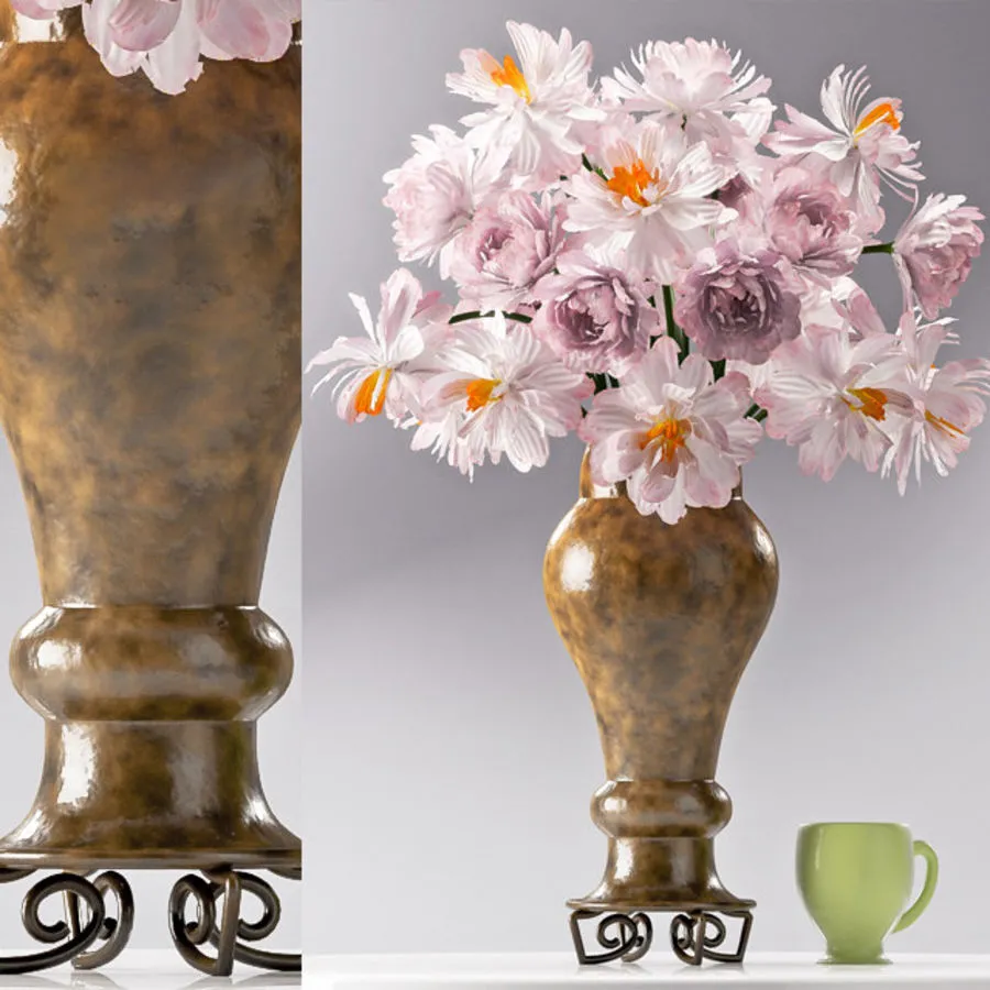 decoration – Decorative set with vase of flower 09 3D Model
