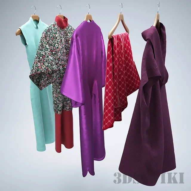 decoration – Dresses on hangers 3D Model