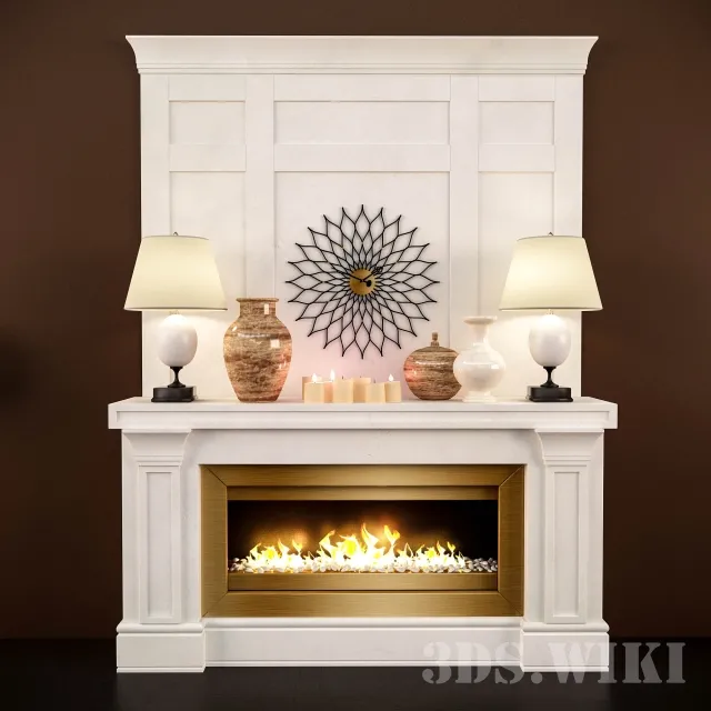 decoration – Fireplace vases lamps and other interior elements 3D Model