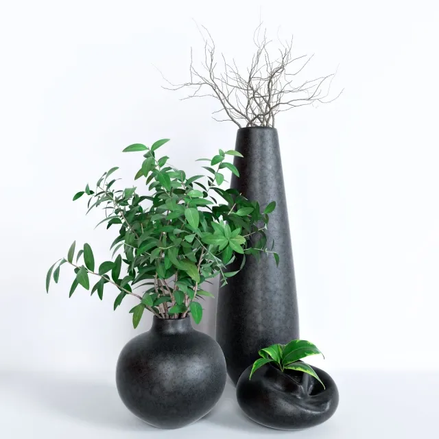 decoration – Flowerpots set 3D Model