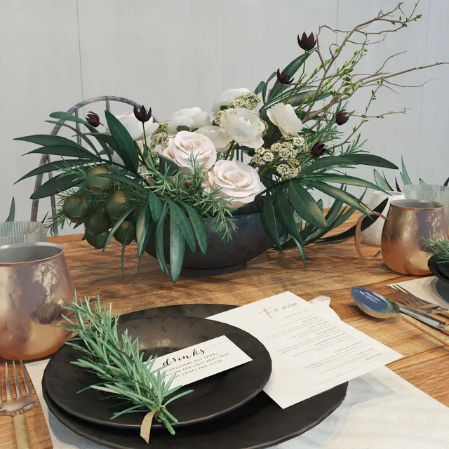 decoration – Flowers dish 3D Model