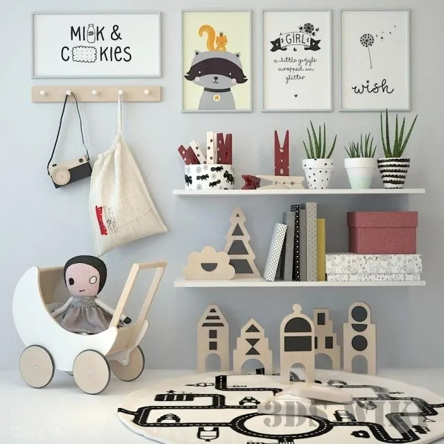 decoration – Game carpet and a set of toys by ooh-noo 3D Model