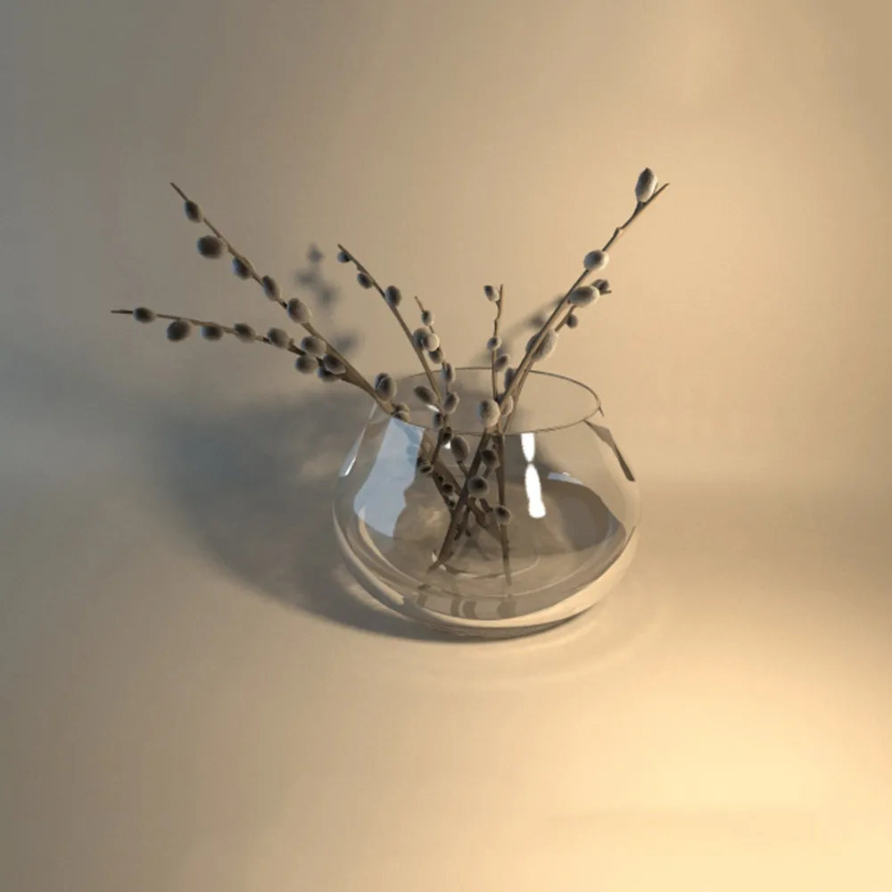 decoration – Glass vase with plant 3D Model