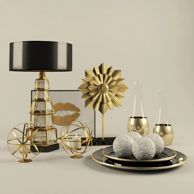 decoration – Gold accessories 3D Model