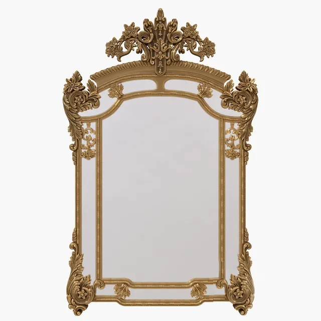 decoration – Gold rococo mirror 3D Model
