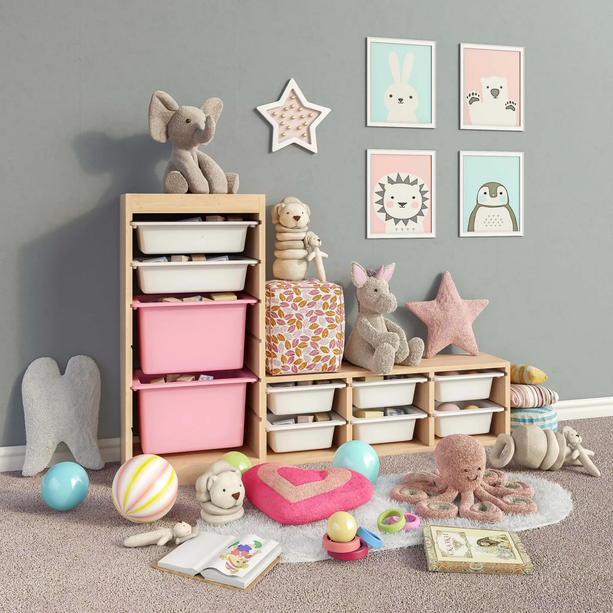 decoration – IKEA storage furniture toys and decor for a children 3D Model