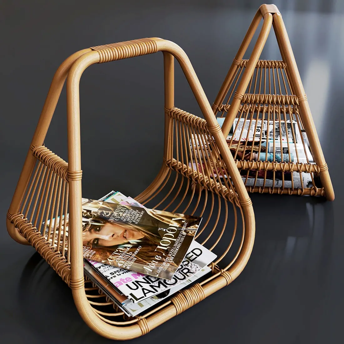 decoration – Journals set and wicker stand made of natural rattan 3D Model decoration – Journals set and wicker stand made of natural rattan 3D Model