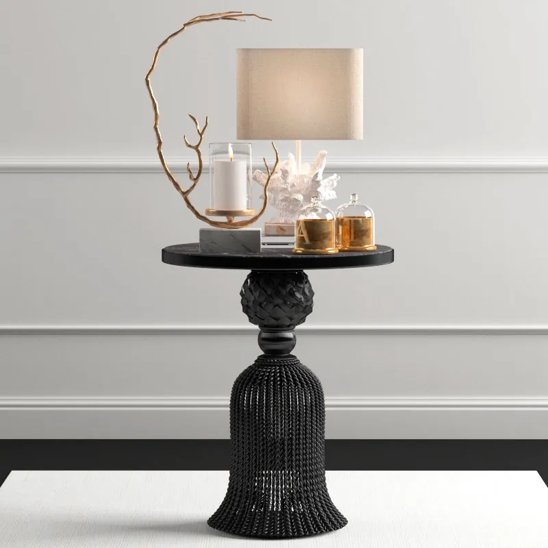 decoration – Kay Noir marble tassel table and decor set 3D Model