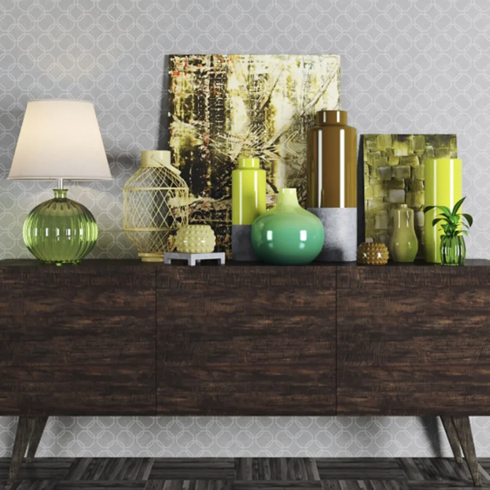 decoration – Lamp vases candlesticks plant pictures 3D Model