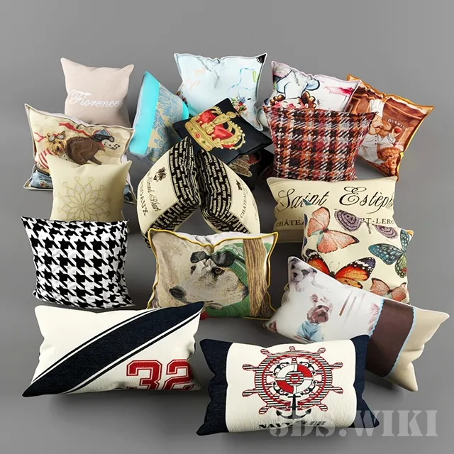 decoration – Large set of multi-colored pillows 3D Model decoration – Large set of multi-colored pillows 3D Model