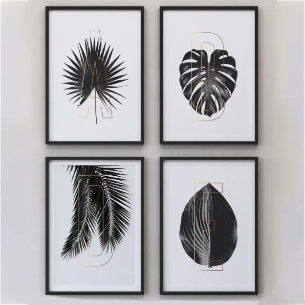 decoration – Letters Plants Framed Set-01 3D Model
