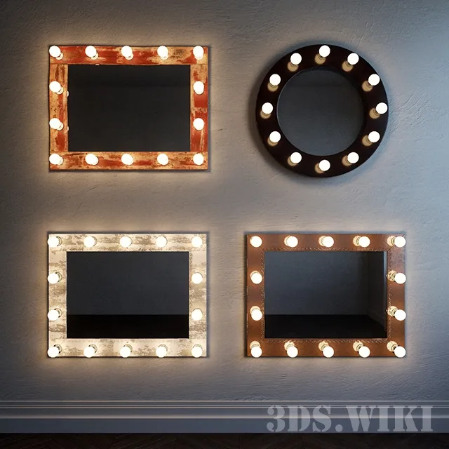 decoration – Lighted Makeup Wall Mirrors 3D Model