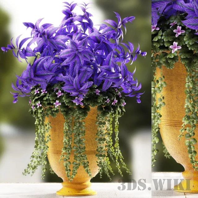 decoration – Lilac flower bed in a vase 3D Model