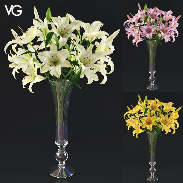 decoration – Lily bouquet in VG vase 3D Model decoration – Lily bouquet in VG vase 3D Model