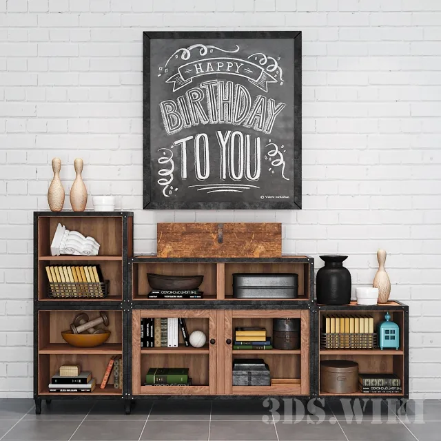 decoration – Locker with various interior items and a picture 3D Model