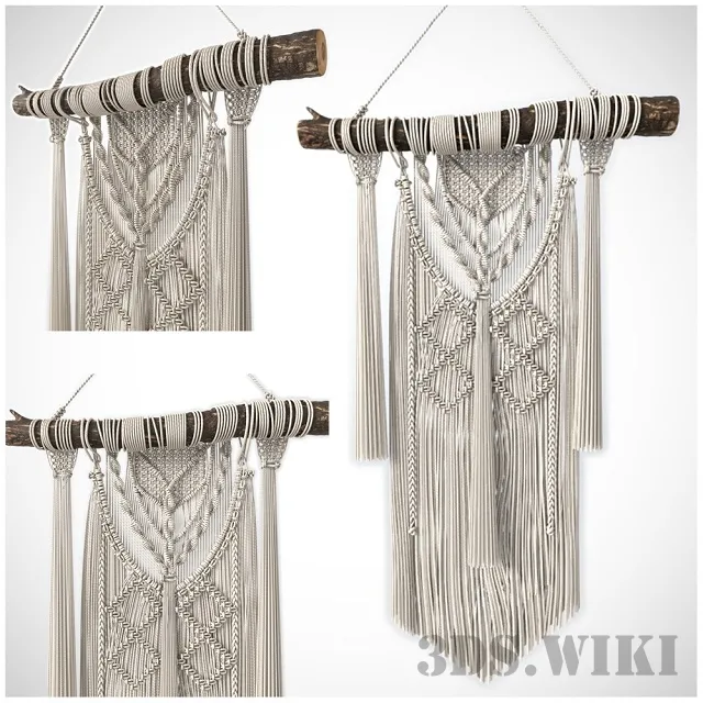decoration – Macrame curtain in ethnic style 3D Model decoration – Macrame curtain in ethnic style 3D Model