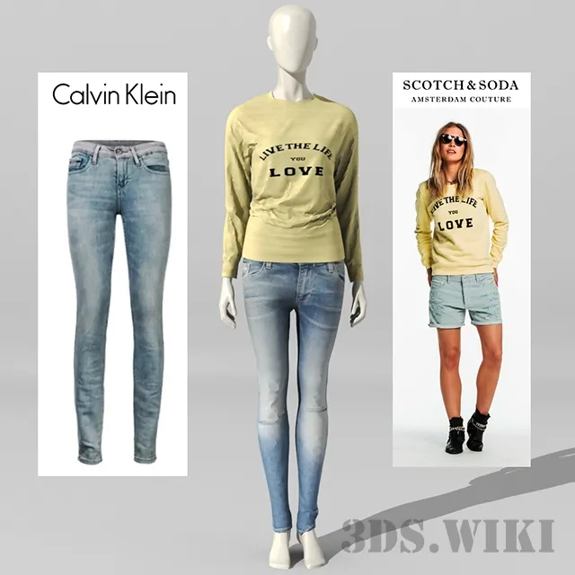 decoration – Mannequin with Calvin Klein jeans and Scotch & Soda sweater 3D Model