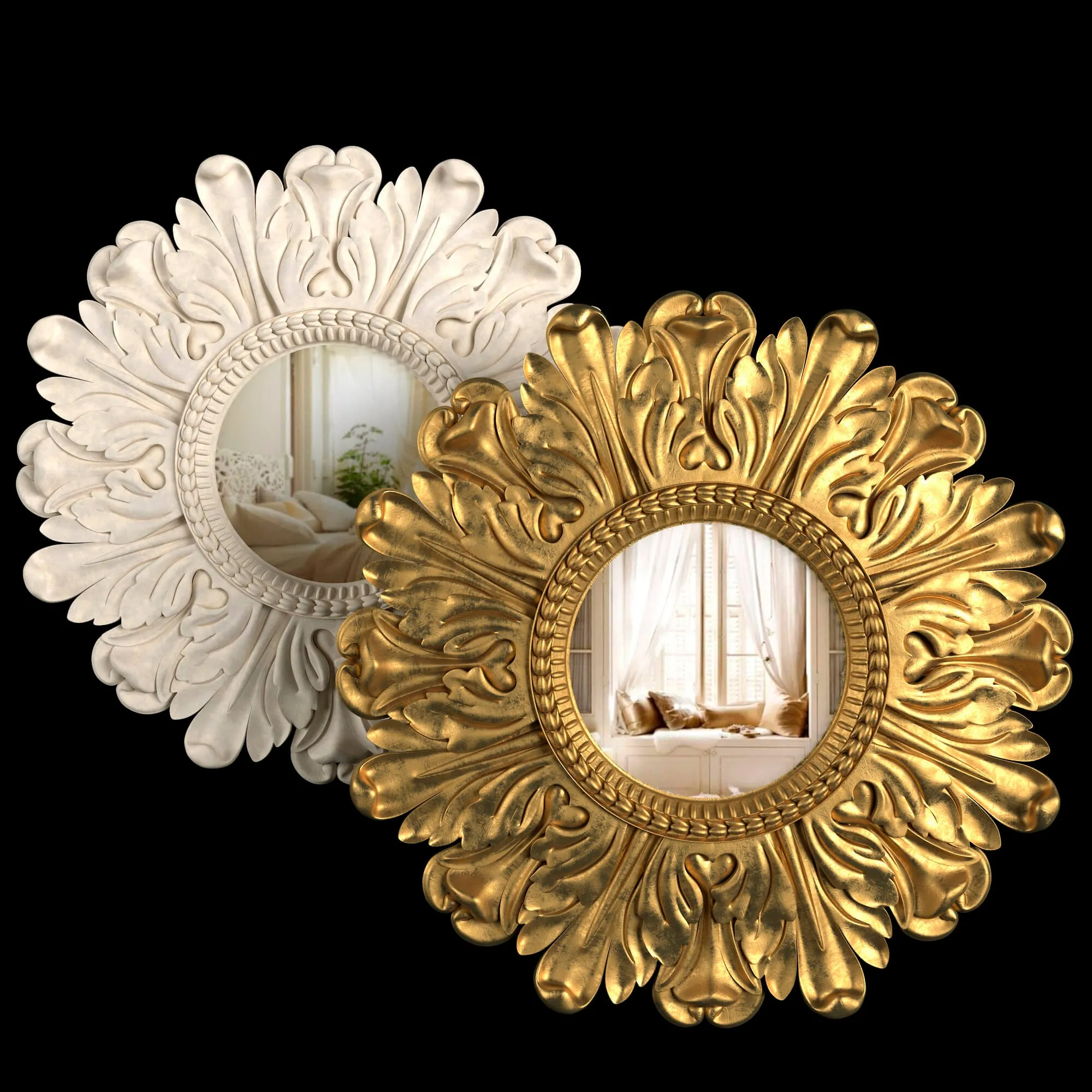 decoration – Mirror Lila Floral Gold Lila Floral Ivory by Laura Ashley 3D Model