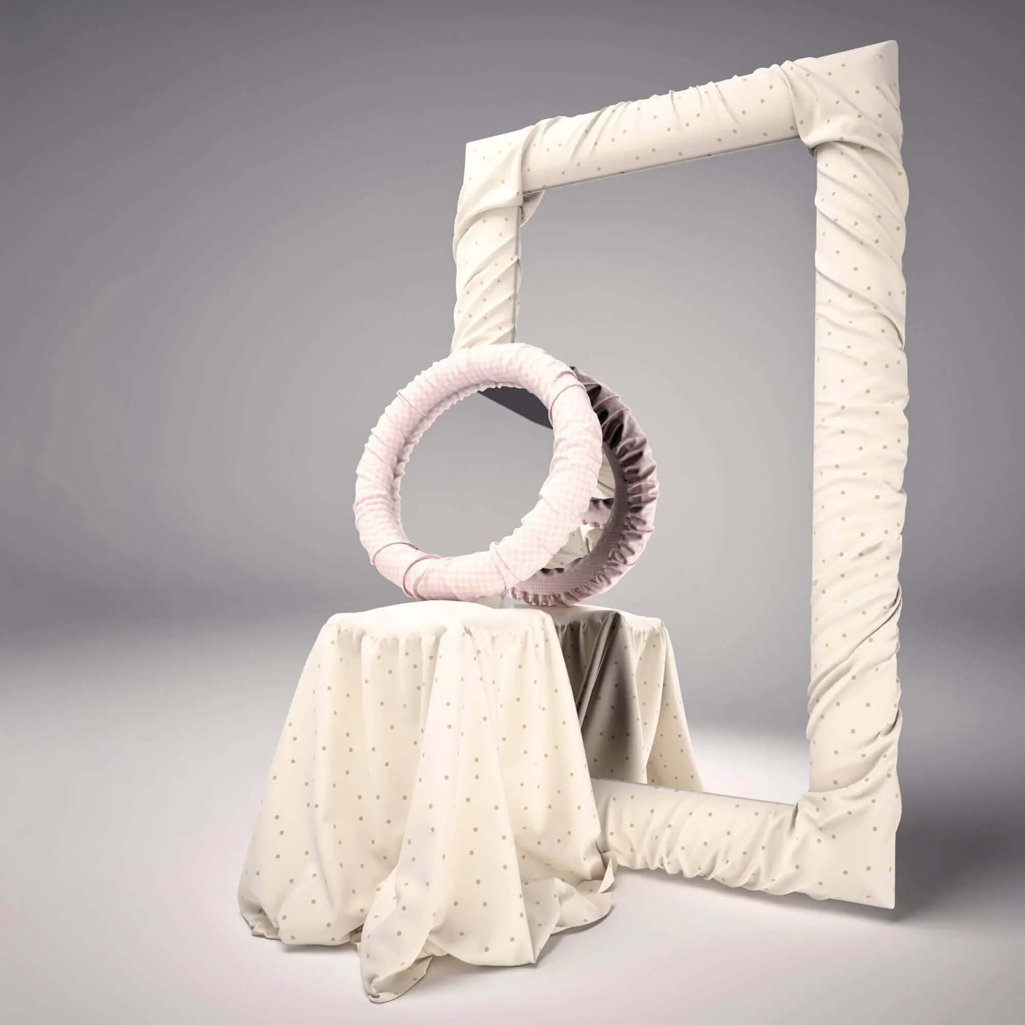 decoration – Mirrors and pouf DOLFI 7 3D Model