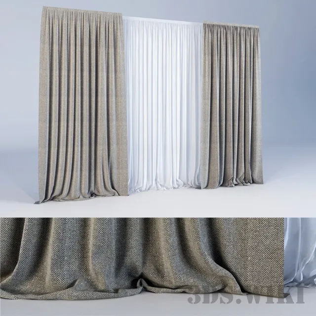 decoration – Modern curtains for living room with tulle 3D Model decoration – Modern curtains for living room with tulle 3D Model