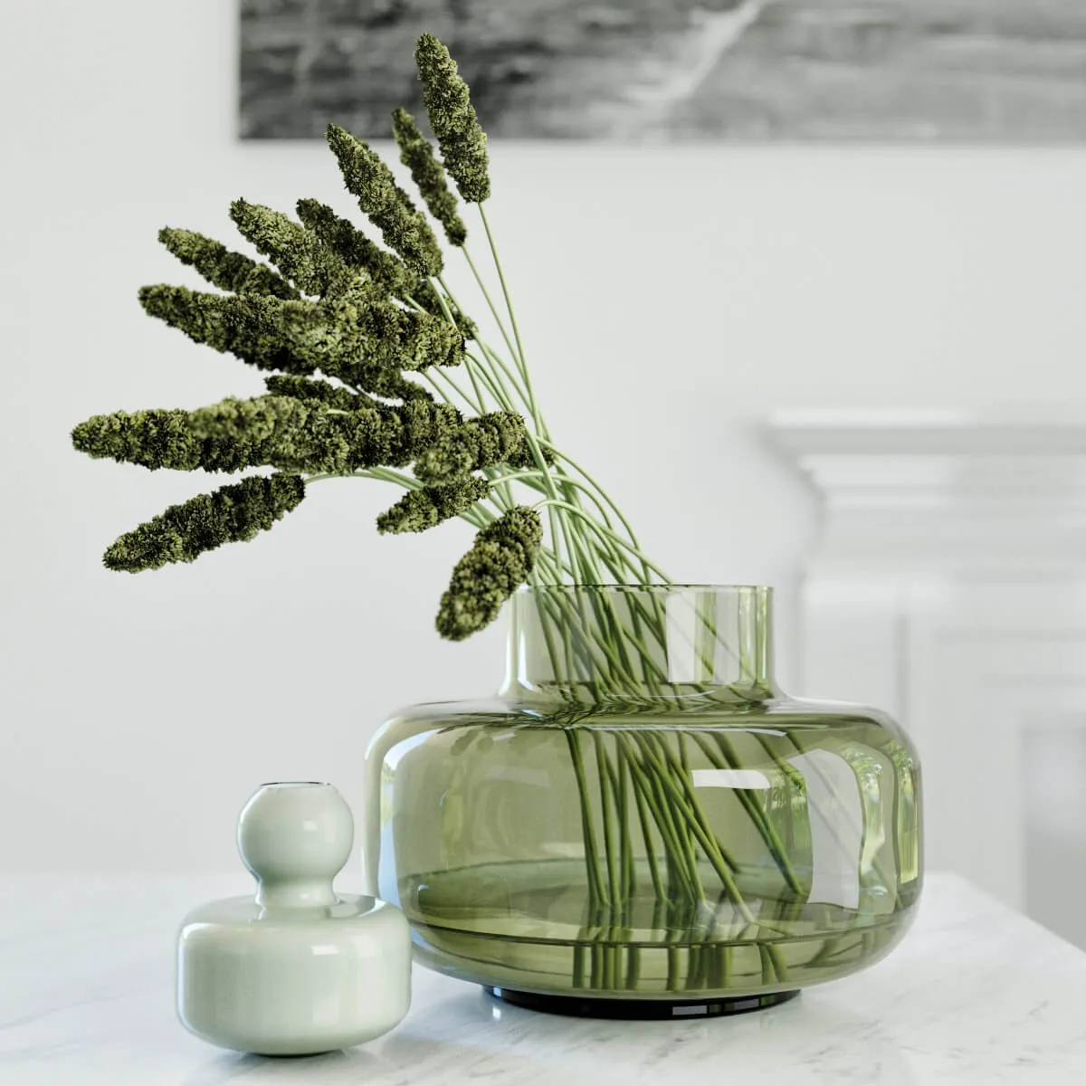 decoration – Modern grass arrangement in a vase 3D Model